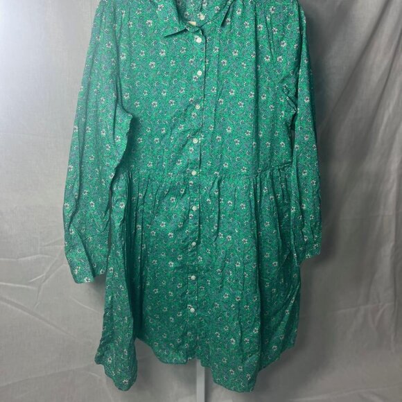 J. Crew Factory Green Floral Button Front Mini Dress - Size 16 - Picture 2 of 8